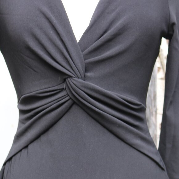 Boston Proper Black V-Neck Twist Waist Long Sleeve Knit Sheath Dress Sz 8 - Picture 3 of 7